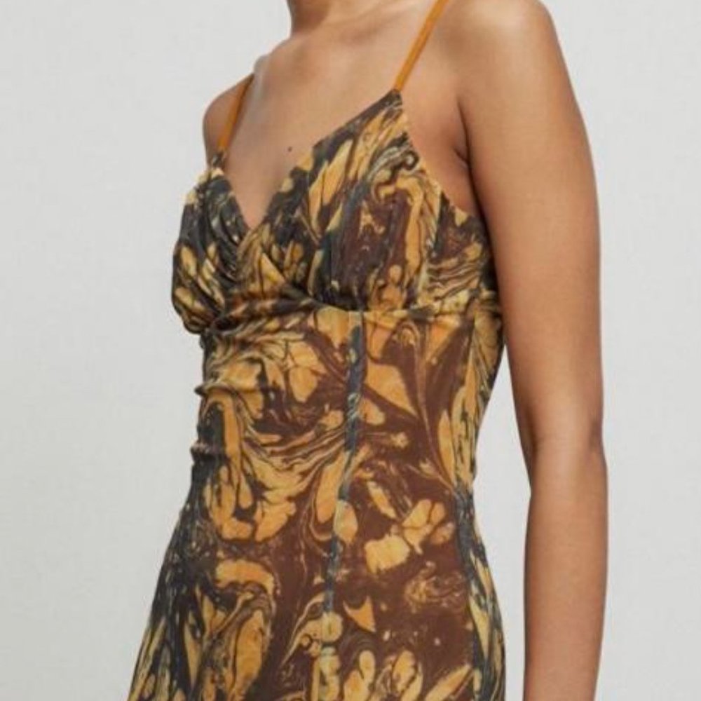 Urban Outfitters Midi Dress Brown and Orange/Yellow Swirl